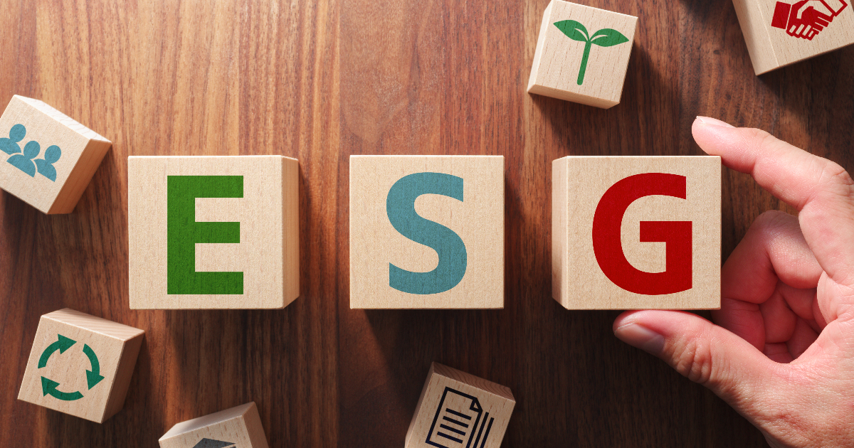 Wooden blocks with ESG written on them